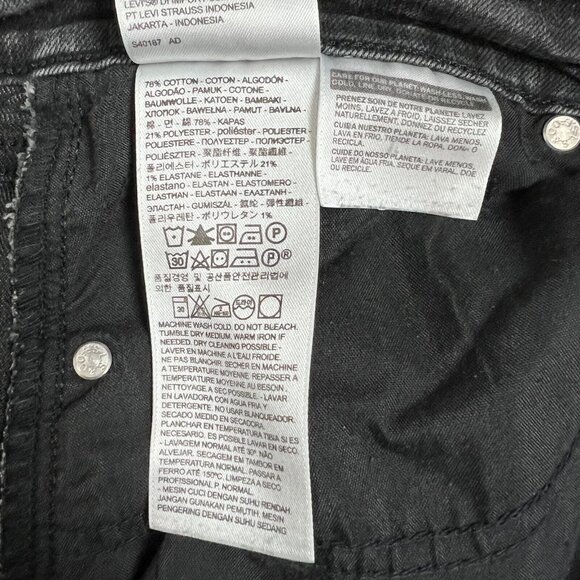 Levis 505 Straight Jeans Womens 33 Charcoal Black Gray High Rise Stretch Crop - Picture 13 of 13